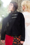 Cropped Chore Coat in Black Denim, size Small