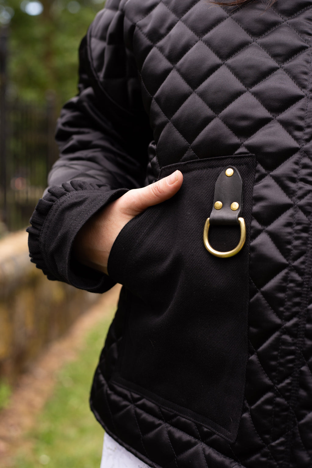 Chore Coat in Quilted Black Satin, size Small