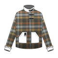 Plaid jacket with white patch on a white background